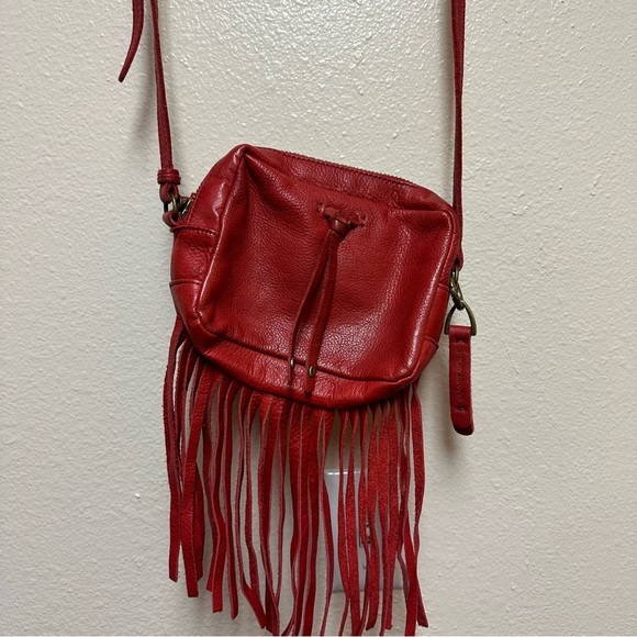 Lucky Brand Red Leather Fringe Crossbody Bag - Picture 8 of 13